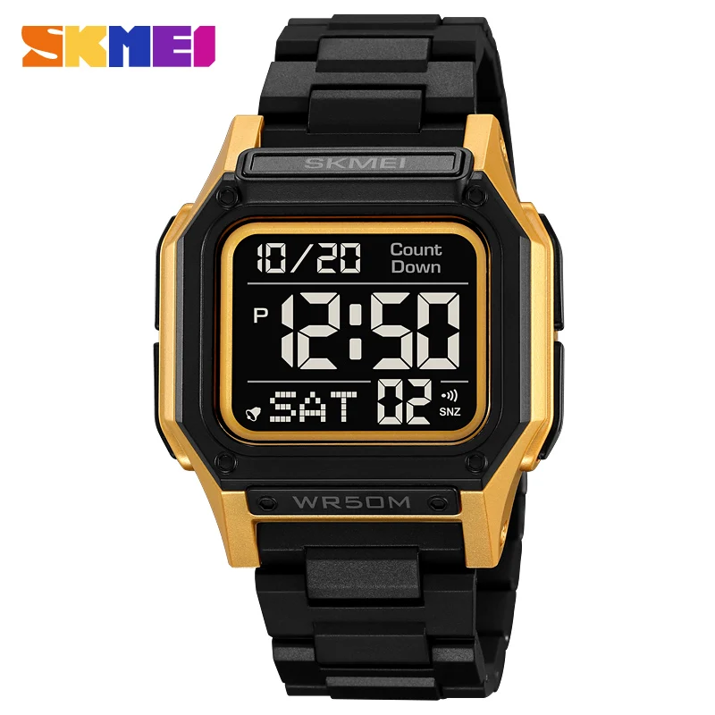 SKMEI 2264 Sport elektronik Uhr für Mann Countdown Wasserdichte Stoppuhr Alarm Digitale Armbanduhr 2 Zeit Herren Uhr reloj hombre