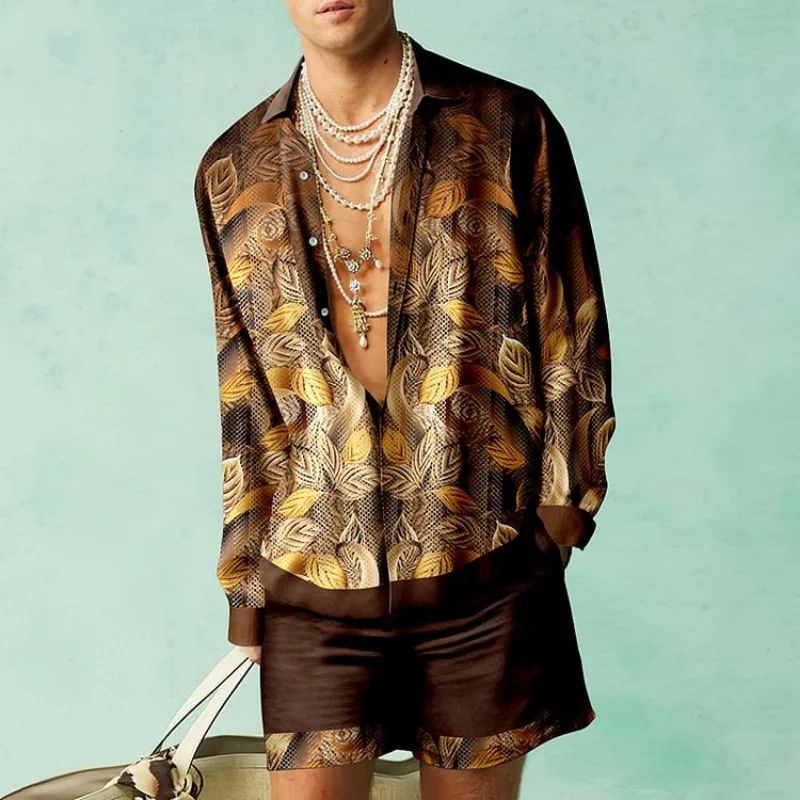 

2023 New 3D Printed Men's Shirt Set Casual Summer Loose Shirt Shorts