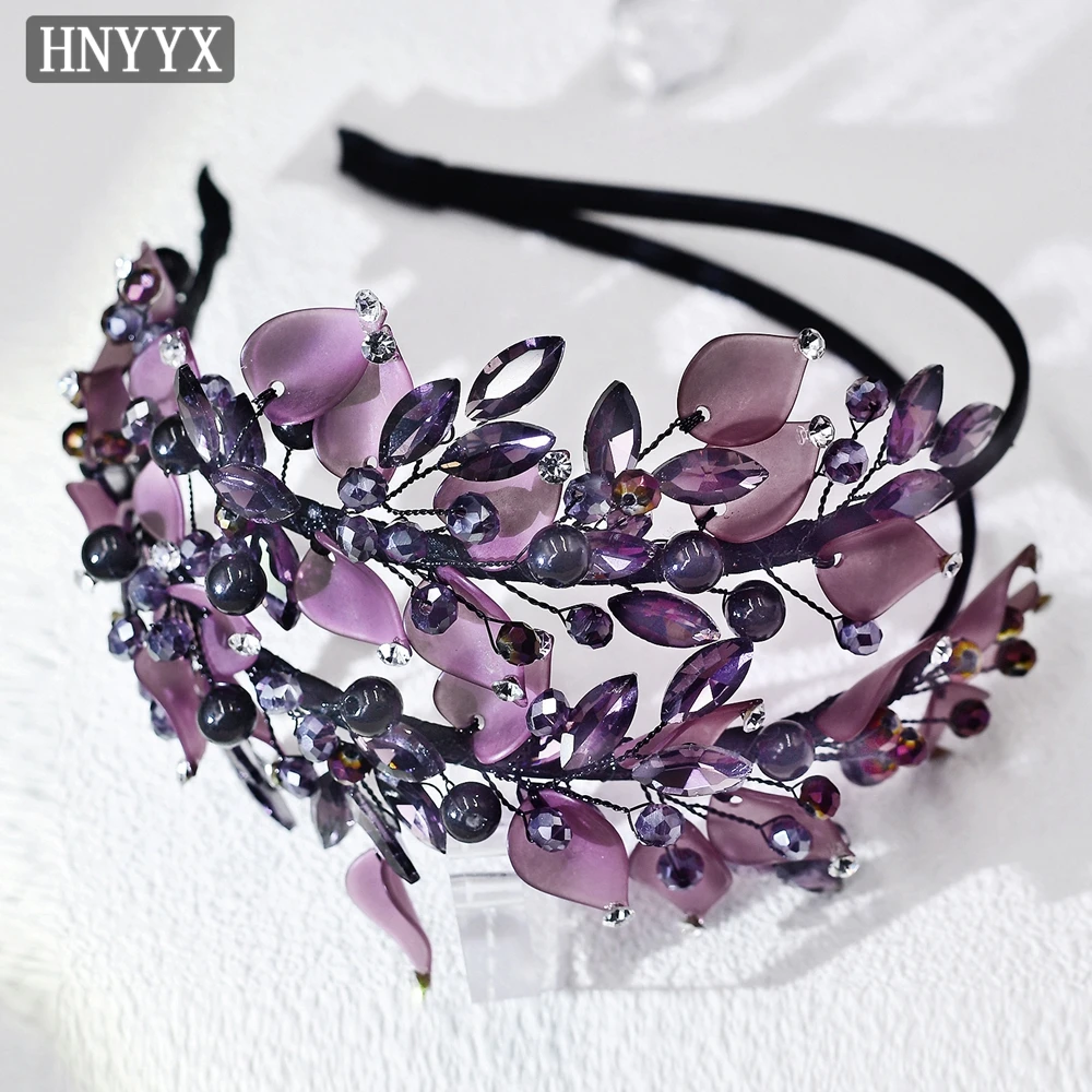 Fascia per capelli con perline di cristallo Swarovski viola argentato, diadema di cristallo viola, fascia con perline viola - Italia