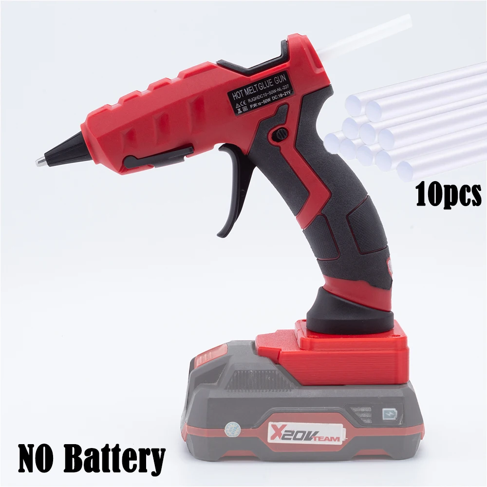 Cordless Electric Hot Melt Glue Gun for Parkside Lidl X20V Lithium Battery w/10pcs Glue Stick Hot Melt Welding Home Crafts DIY