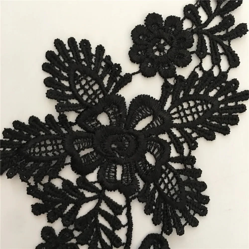 Black Lace Hollow Flower Collar Sewing Appliqu&eacute; Neckline Embroidery Fabric DIY Decoration Clothing Accessories Scrapbooking lace fabric lace garment accessories lace sewing supplies lace decoration lace accessories lace sewing accessories clothing accessories clothing craft accessories