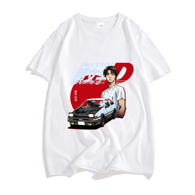 Initial D Anime Manga Cover Car Japanese Printed Cotton Men's T