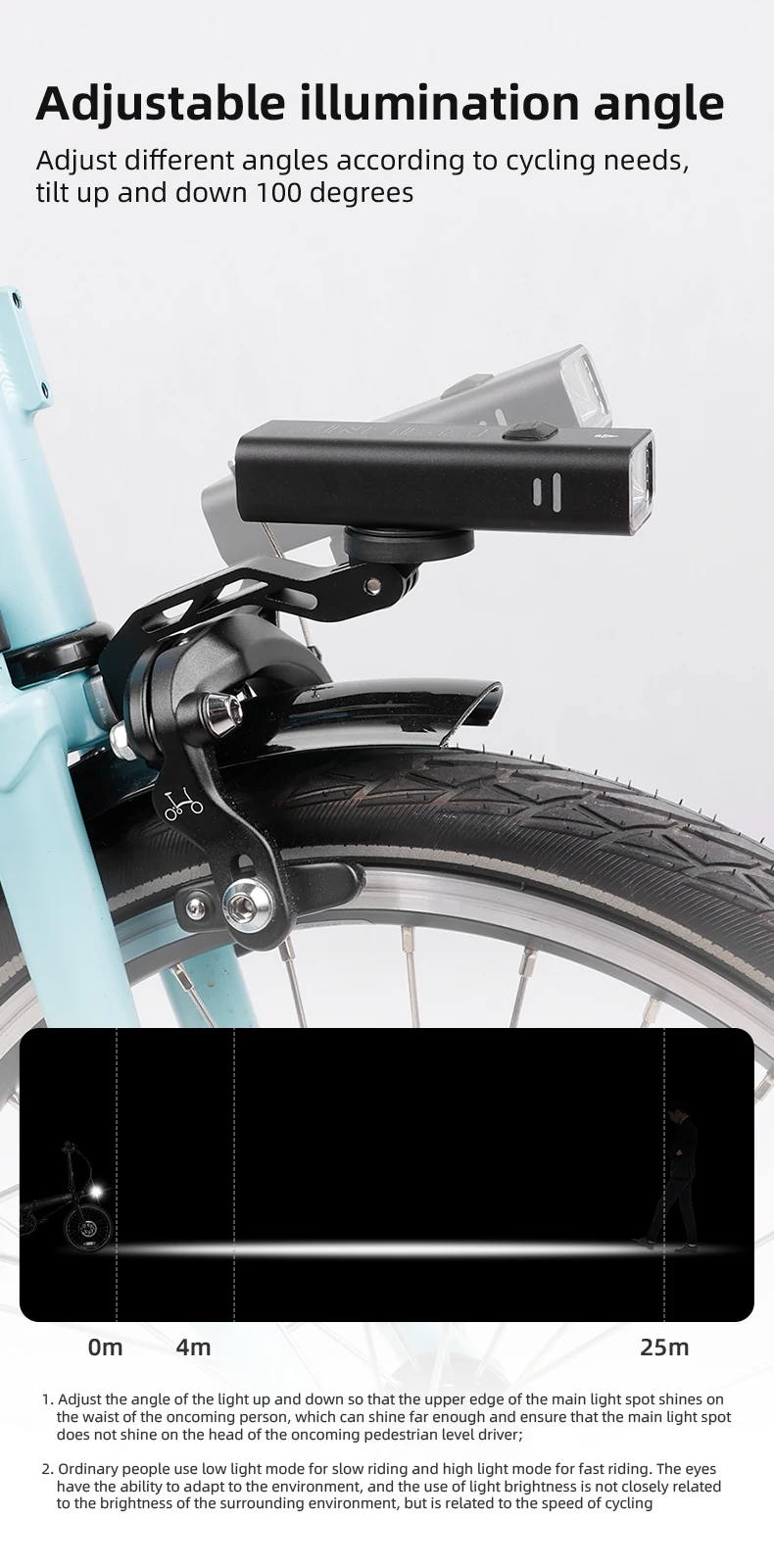 ESLNF Klappbarer Fahrrad-Lichthalter, multifunktionaler Fahrrad-Lampenständer aus Aluminiumlegierung, Action-Kamera-Halterung, Fahrradzubehör – Detail 7