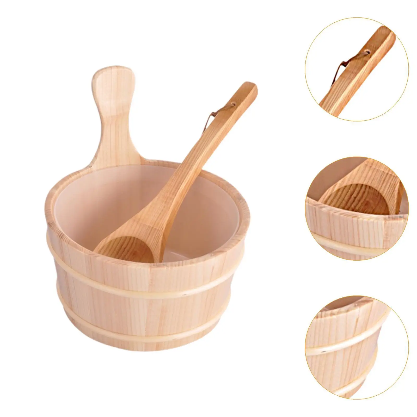 Sauna Bucket with Ladle Sauna Equipment 4L Multifunctionlal Milk Pail Gifts with