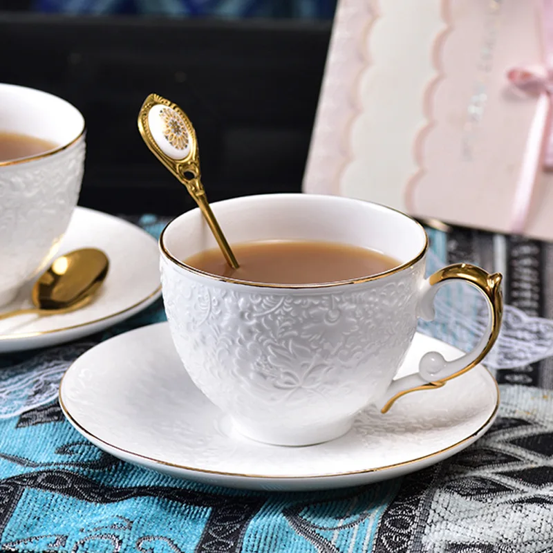 Transparent Glass Coffee Cup And Saucer Luxury Embossed Glass Tea Cup Home  Exquisite Breakfast Milk Mug Office Afternoon Tea Mug - Mugs - AliExpress