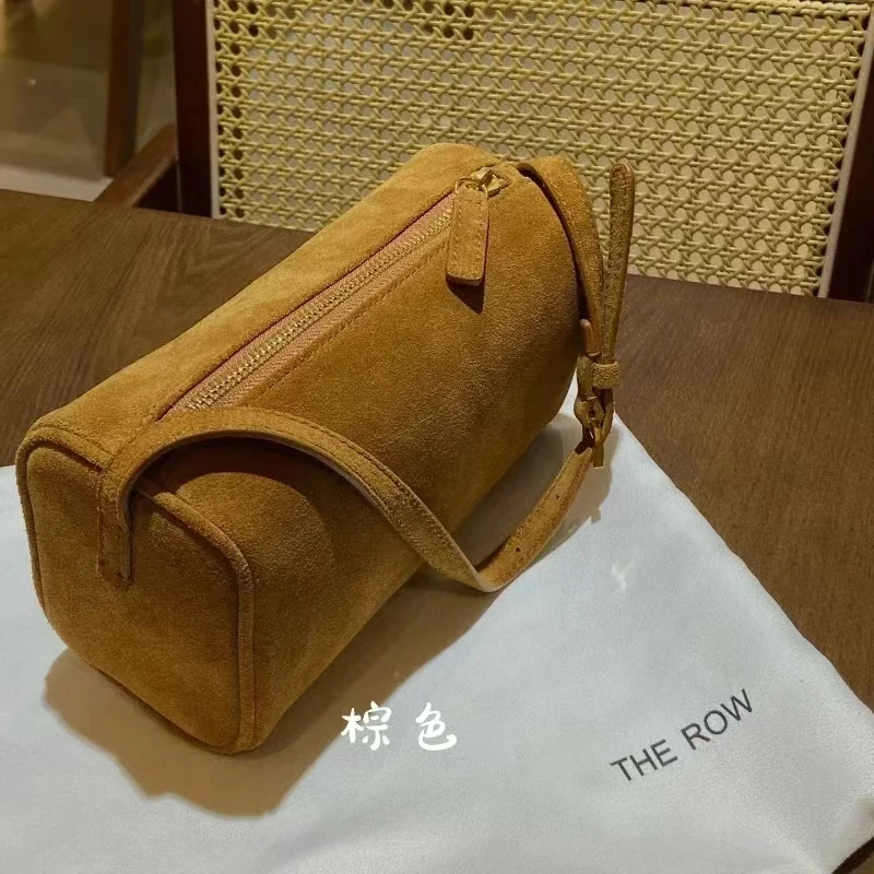 New Trend Famous Design Elegant Leather Pen Holder Bag Suede Leather Underarm Cowhide Small Square Bag Soft Handbag for Women