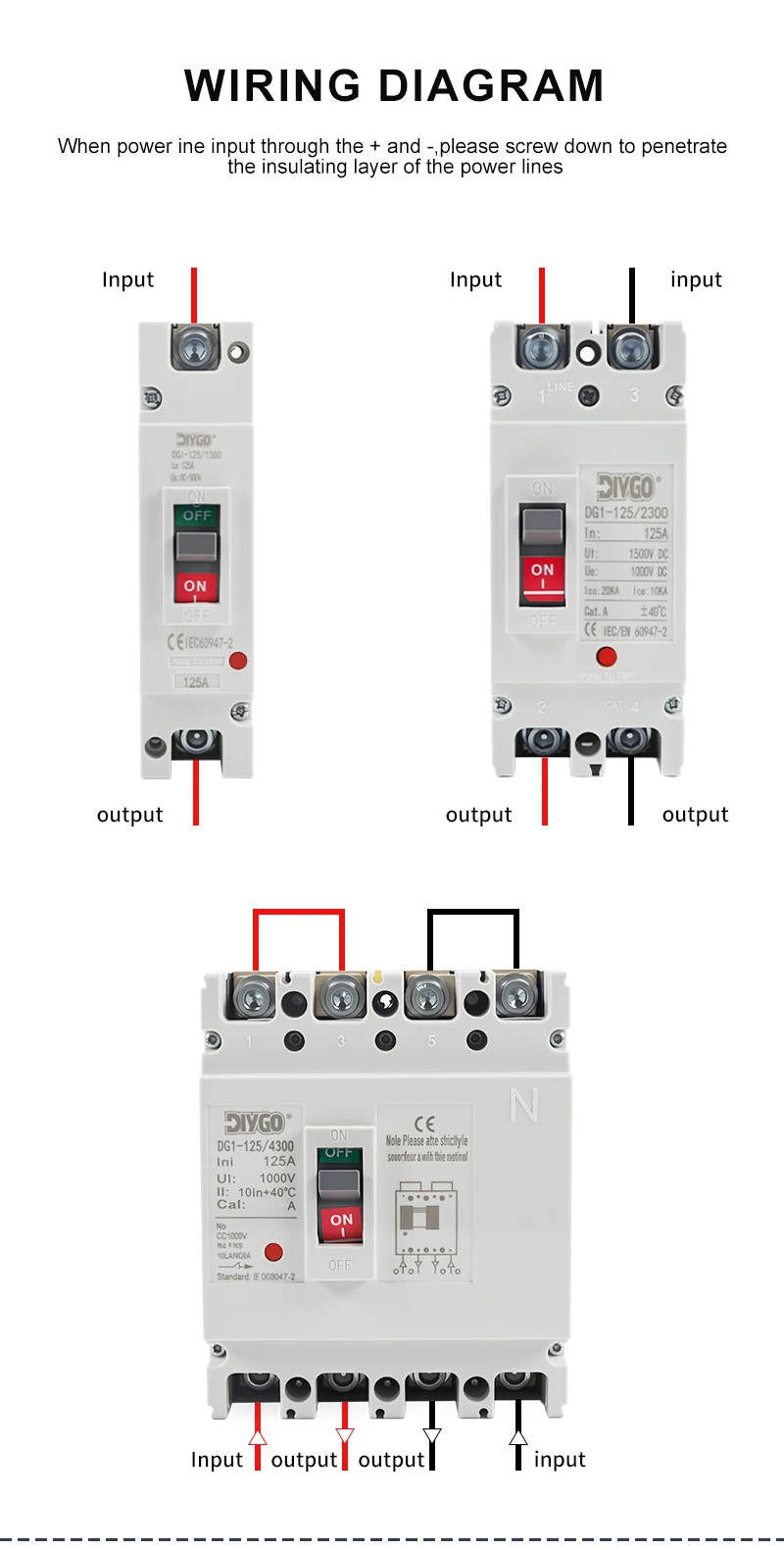 MCCB PV 1000 V DC Kompaktleistungsschalter Überlast-/Kurzschutzschalter Schutz Photovoltaik 150 A 250 A CE-Zertifizierung – Detail 8