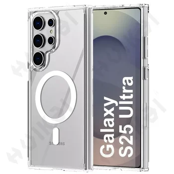 Magnetic Case For Samsung Galaxy S25 S24 S23 Ultra Plus FE A56 A36 5G Crystal Clear Protective with Magsafe Transparent Cover
