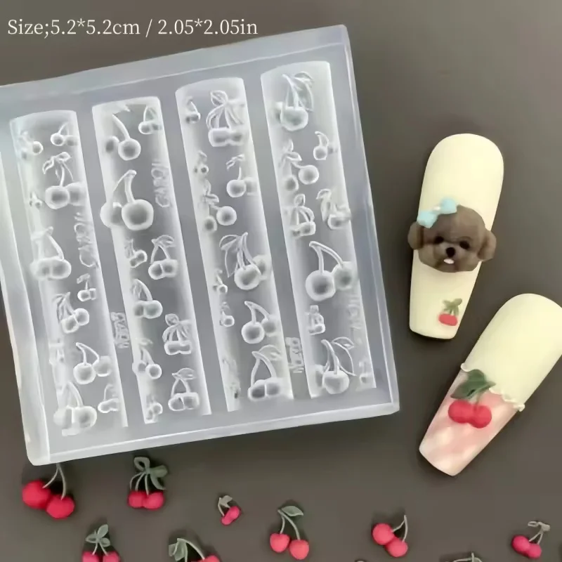 1 Pc 귀여운 실리콘 네일 아트 원래 금형 날개 발레 Bowknot 체리 크리 에이 티브 3D 네일 장식 투명 템플릿 금형