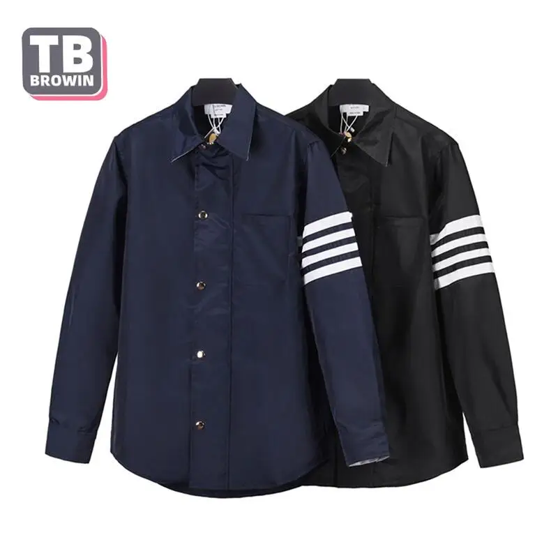 

TB men's new jacket brand Luxury Korean version four-bar Thom same yarn-dyed lapel casual zip slim coat