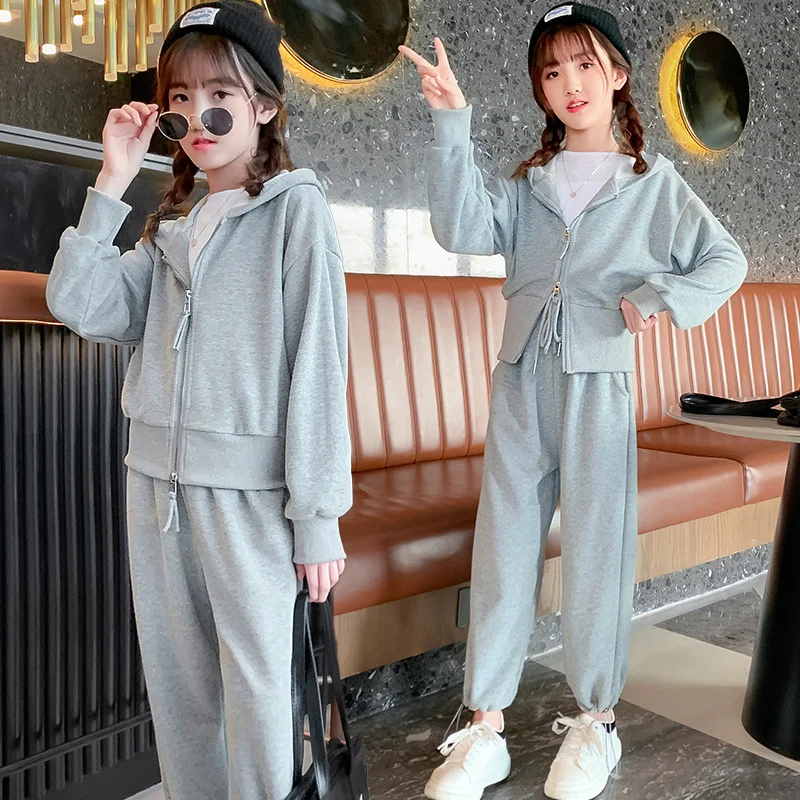 

Girls Suit Coat+Pants Cotton 2Pcs/Sets 2022 Simple Spring Autumn Thicken Sport Suits Sets Uniforms Kid Baby Children Clothing