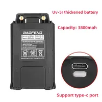 UV 5R Battery for Baofeng Walkie Talkie 1800mAh/3800mAh Li-Ion Battery USB Type C Fast Charge Upgrad BL-5 For UV-5RE UV5R BF-F8 2