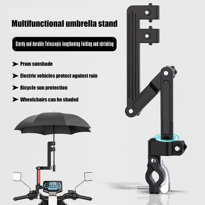 Bicycle Umbrella Holder Wheelchair Umbrella Connector Stroller Stands Any Angle Swivel Rain Gear Tool