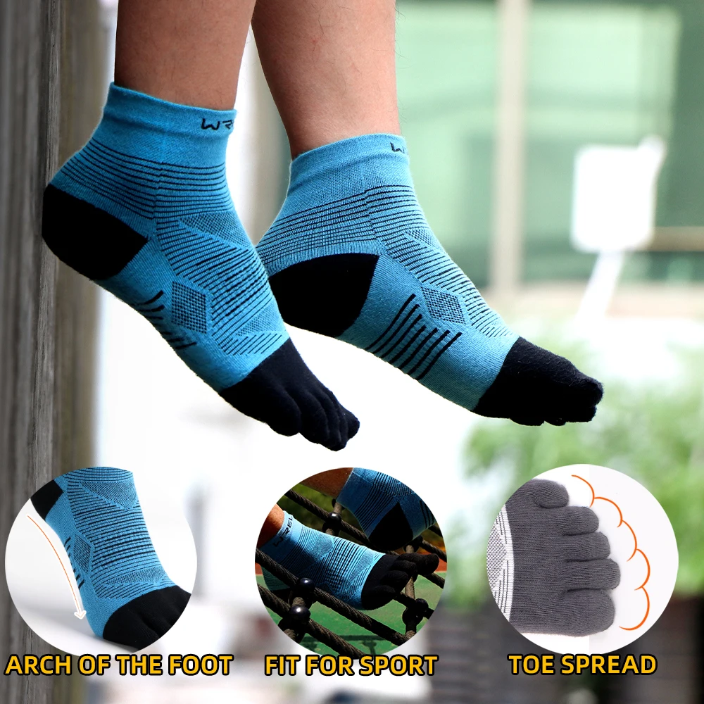 COOLMAX Five-Finger Socks High Performance Cushion Toe Socks Wicking Moisture Breathable Quick Dry Running Sport Socks