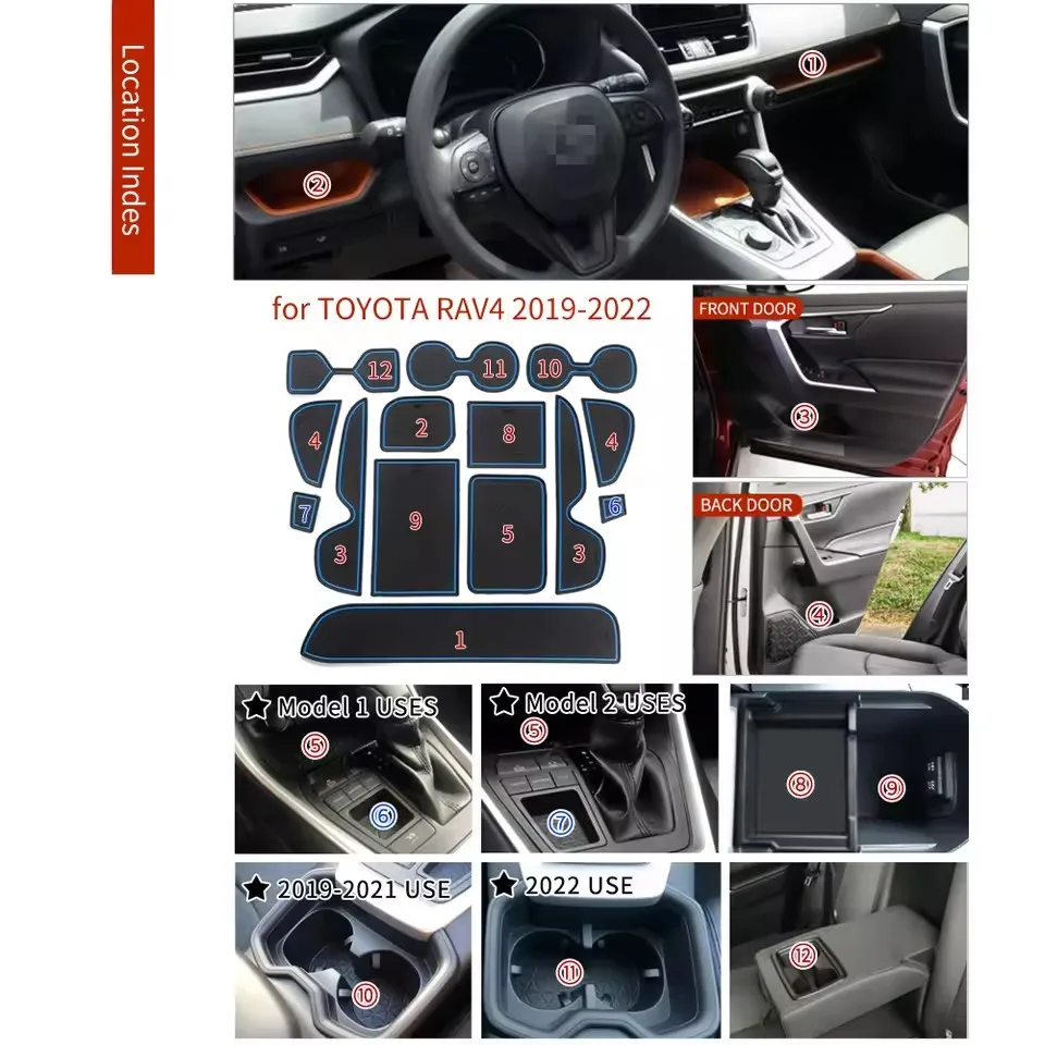 Anti-Slip Gate Slot Cup Mat & Door Groove Pad - Car Interior Accessories