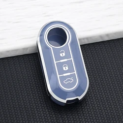 Premium TPU Flip Cover Keychain for Car Keys - Stylish Auto Accessory (Grey Key Case)