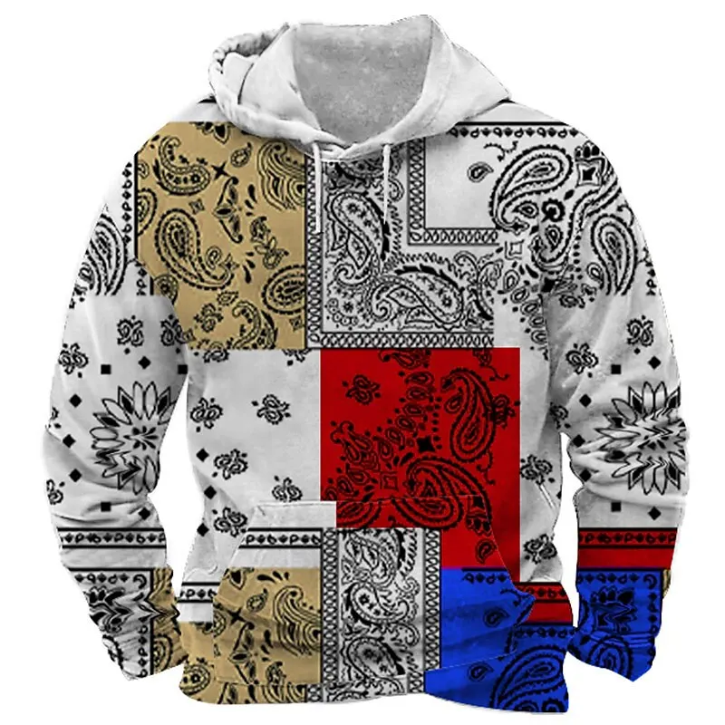 

New Hoodies Sweatshirt Men's Hoodie 3d Cowboy Printed Pullover Male Cashew Flower Loose Vintage Clothes Hot Oversized Men’S Tops