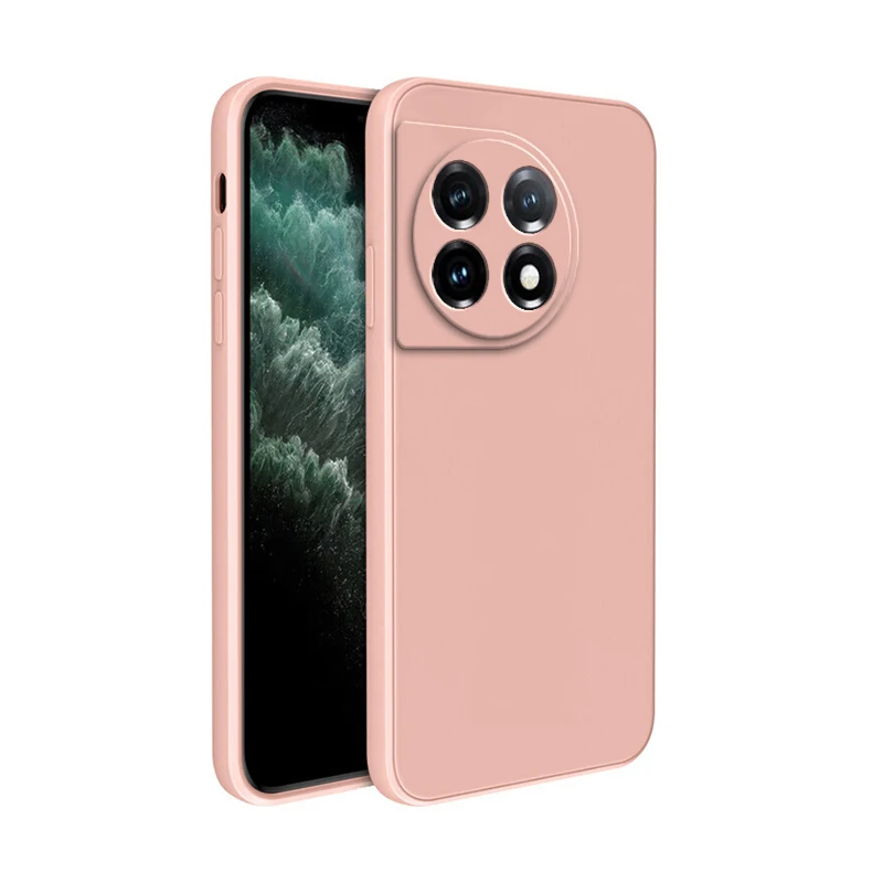 Premium Shockproof Liquid Silicone Back Cover - Soft Plain Square Design