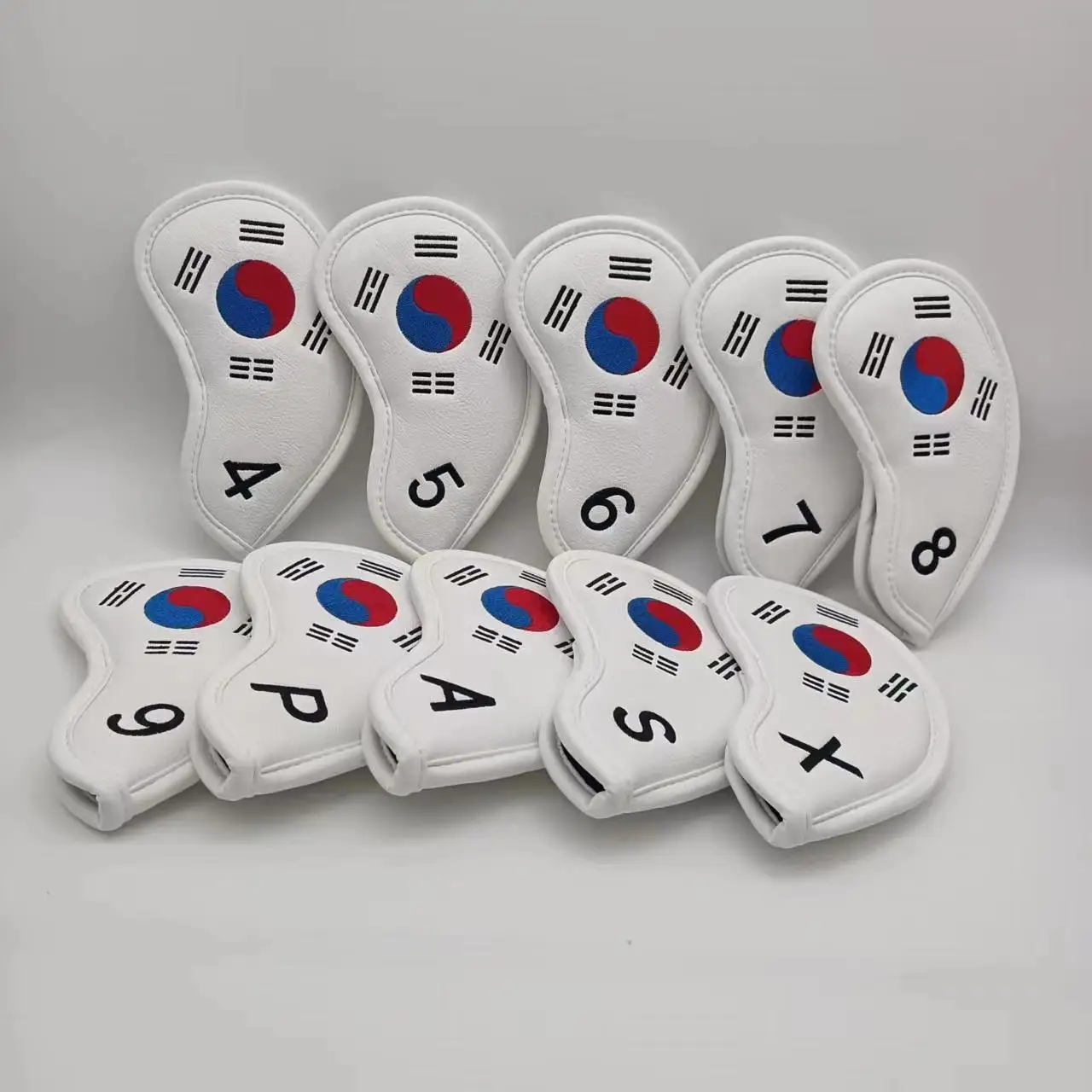 

Golf Iron Head Covers South Korea Flag Golf Iron Headcovers Set 10pcs ,Golf Club Head Covers for Iron Fit Titleist,Callaway,Ping