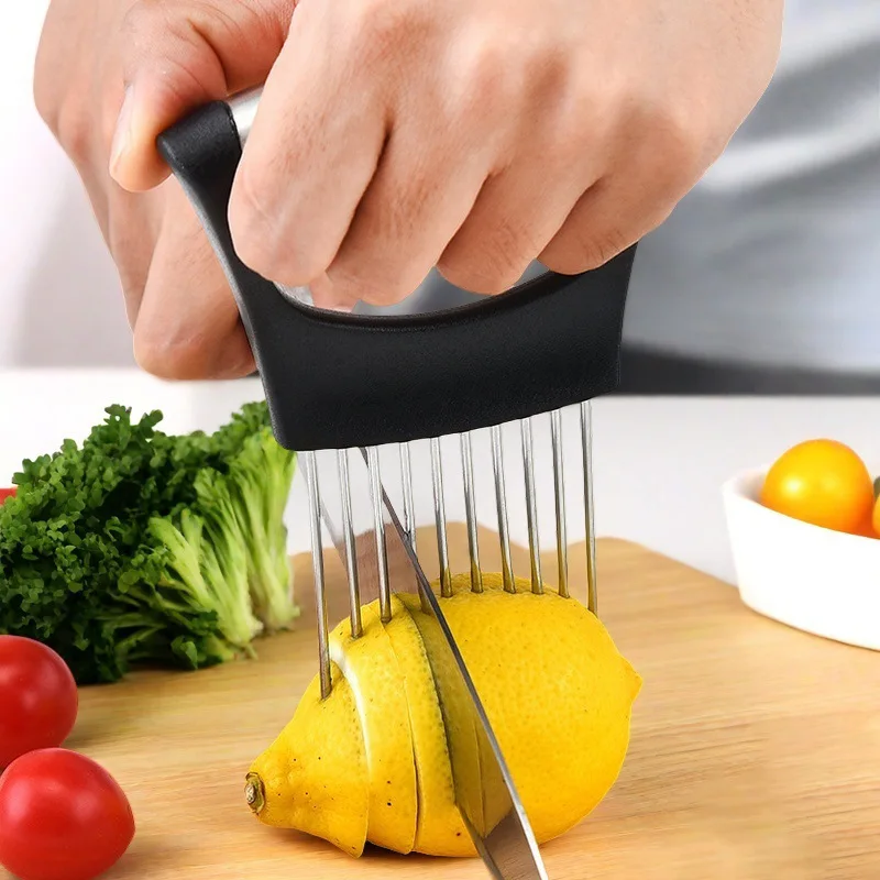 Stainless Steel Onion Cutter Holder Cutting Holder Kitchen Accessorie Tool Fruit and Vegetable Slicing Tool Gadgets For Home