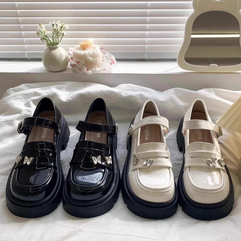 Japanese Bow Cute Sweet Cool Little Leather Shoes for girls Spring 2025 New Thick Bottom Round Head Skirt Mary Jane Single Shoe