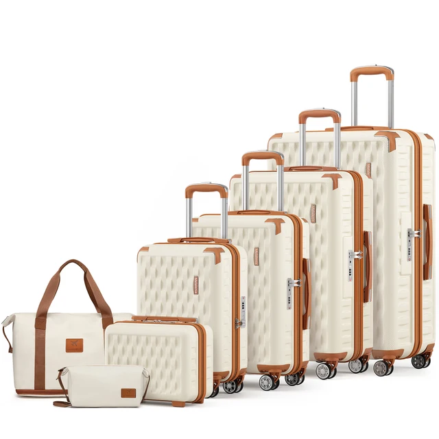 Ensemble de bagages légers et durables de 7 pièces, valise de voyage familiale avec serrure TSA et roues pivotantes lisses 1