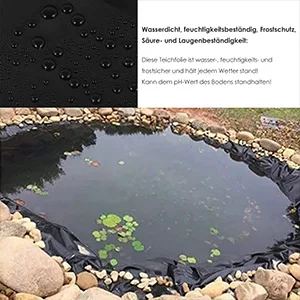 Fish -Tó Bélés Rugalmas Kertek Medencéi Membrán Vízálló Patakok Szökőkutak Tereprendezés Fekete - Image 2