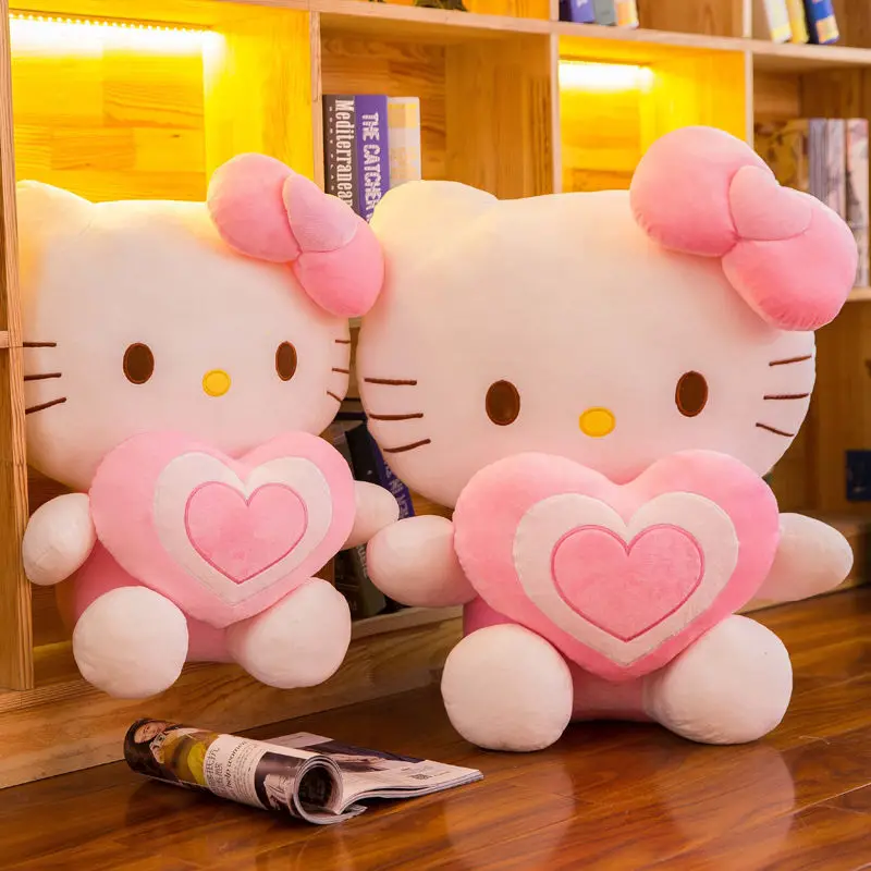 

Sanrio, Hello Kitty 60 см Плюшевые кавайные сердца, кошки, плюшевые куклы, мягкие игрушки-животные, супер милые розовые фотообои, подарки для детей