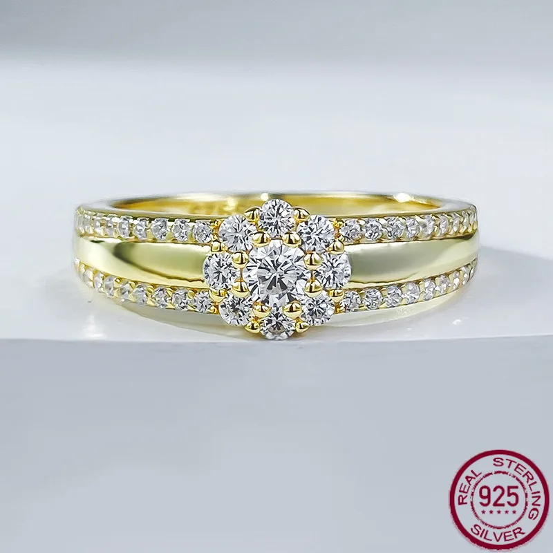 

Кольцо из серебра S925 пробы в форме цветка, Крутое и элегантное, простое и элегантное, модное и Универсальное кольцо, ювелирные изделия для женщин