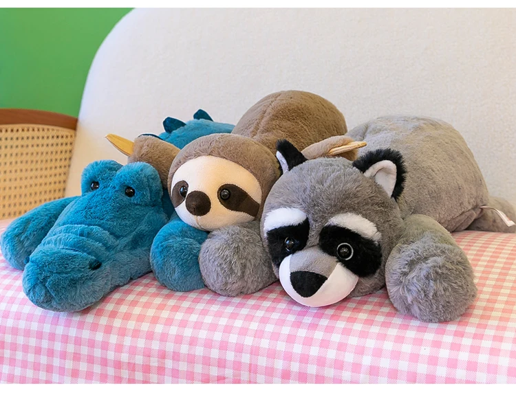 Crouching Sloth Plush Toy Simulation Fox Doll Small Raccoon Doll Crocodile Pillow Children's Gift