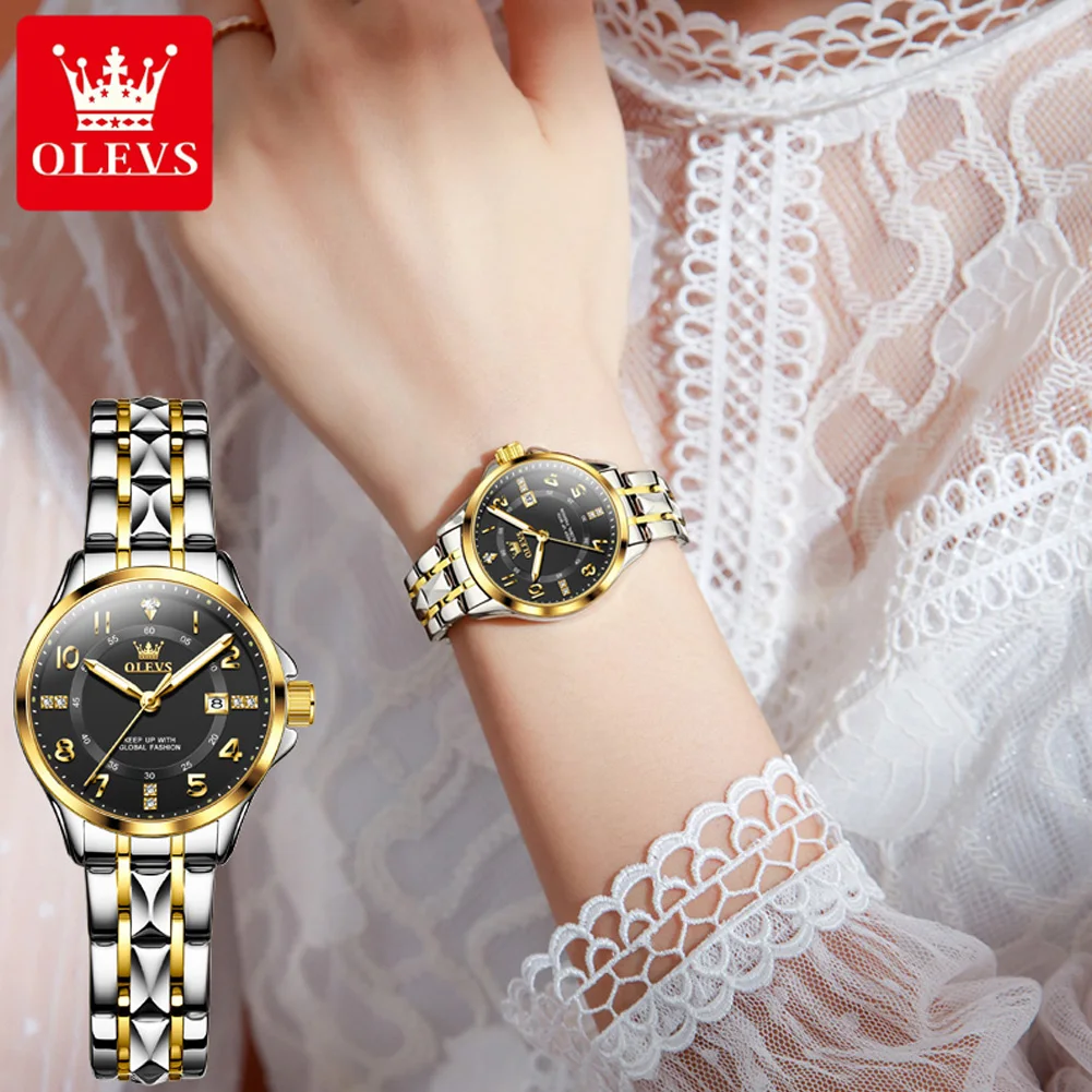 Luxury Women Quartz Wrist Watches Diamond Numeral Scales Date 30M Water Resistance Business Fashion Luminous Watch for Ladies