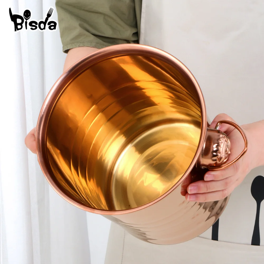 Stainless Steel Ice Bucket Gold Ice Holder Container With Scoops Whiskey Beer Chiller Cooler Bar Tool For Party
