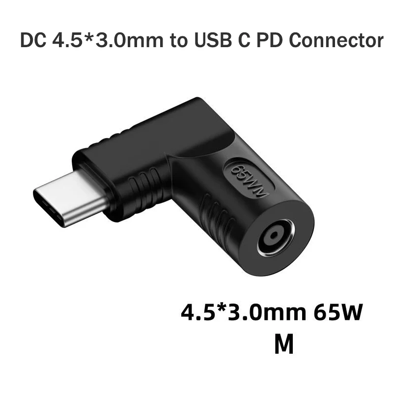 

4.5x3.0mm DC Power Jack Connector to USB Type C PD Adapter Converter for Dell Hp 65W Laptop Charging Cable Cord