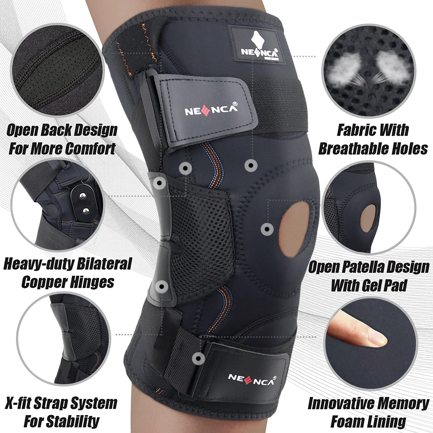  NEENCA Knee Brace for Knee Pain Relief, Medical Knee Support  with Patella Pad & Side Stabilizers, Compression Knee Sleeve for Meniscus  Tear, ACL, Arthritis, Joint Pain, Runner, Sport- FSA/HSA APPROVED 