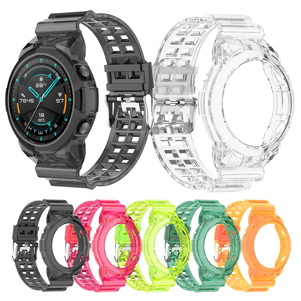 

Integrated Case + Band For Huawei Watch GT2 46mm Transparent TPU Bracelet Strap