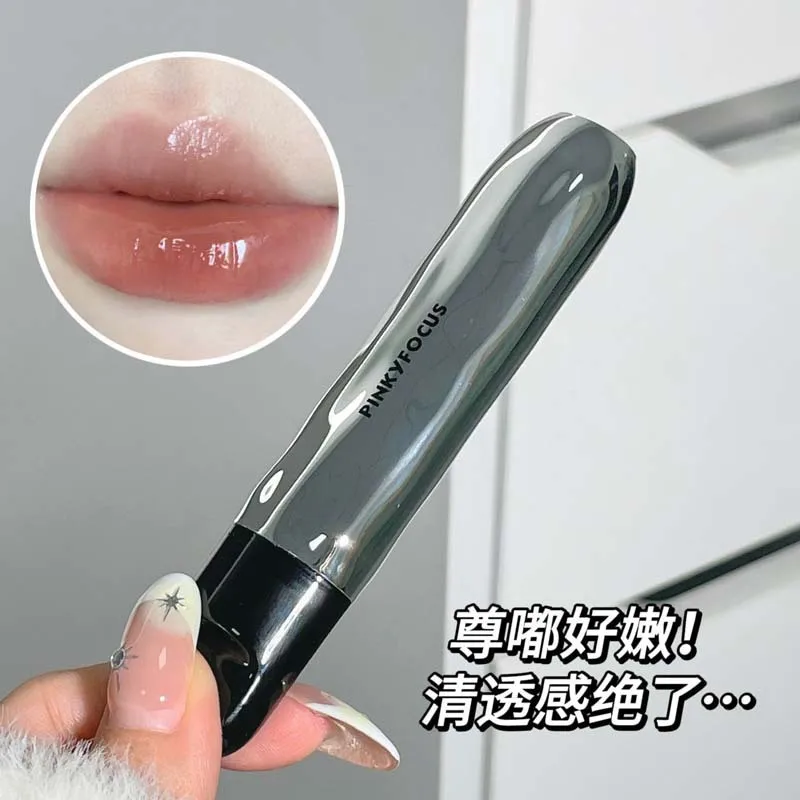 PinkyFocus Mirror Lip Stain Korean Makeup Pure Desire Tender Moisturizing Glass Lips Longlasting Non-sticky Lipstick Cosmetics