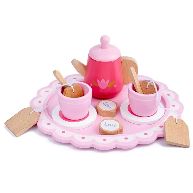 

Wooden Tea Party Set Pretend Play Wooden Toys Workmanship Pretend Tea Set To Improve Imagination And Social Skills Food Pretend