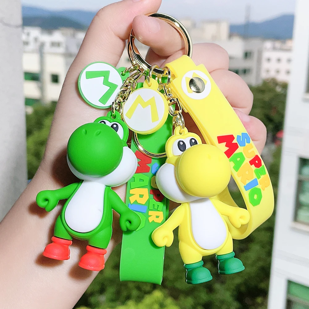Super Mario Bros Keychain Anime Figure Toad Yoshi Car Decoration