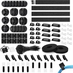 Comprehensive Cable Organizer Kit - 173 PCS Cord Management Solution for Office, Home, and Car (173PCS)