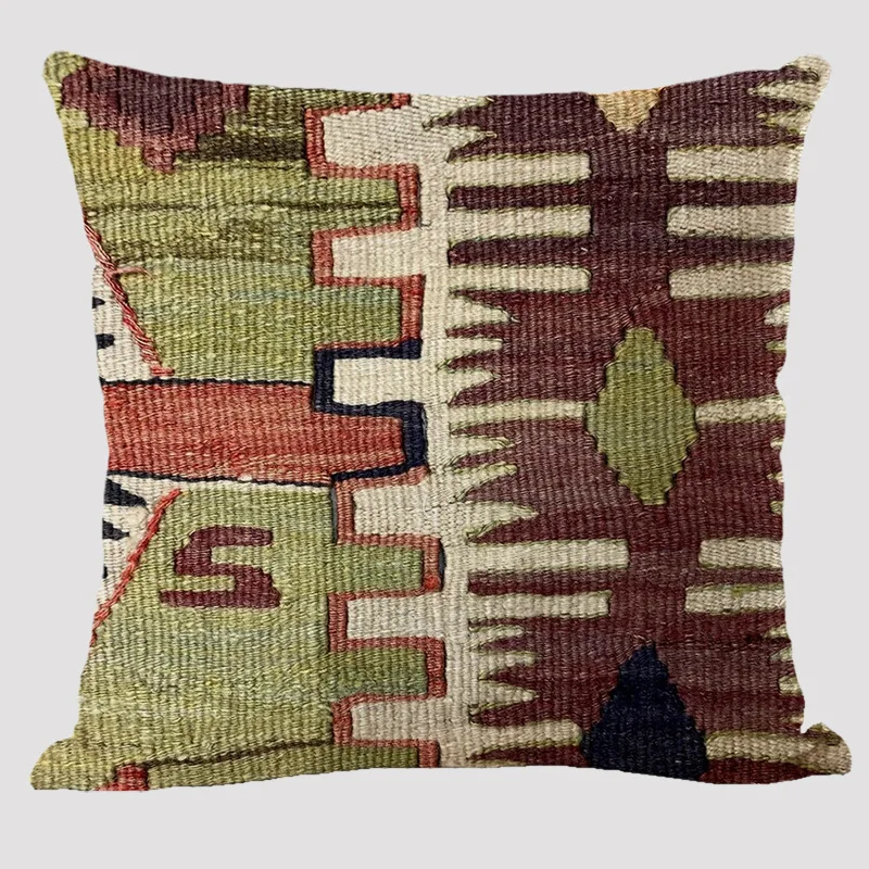 Bohemian Patterns Linen Cushions Case Multicolors Abstract Ethnic Geometry Print Decorative Pillows Case Living Room Sofa Pillow 