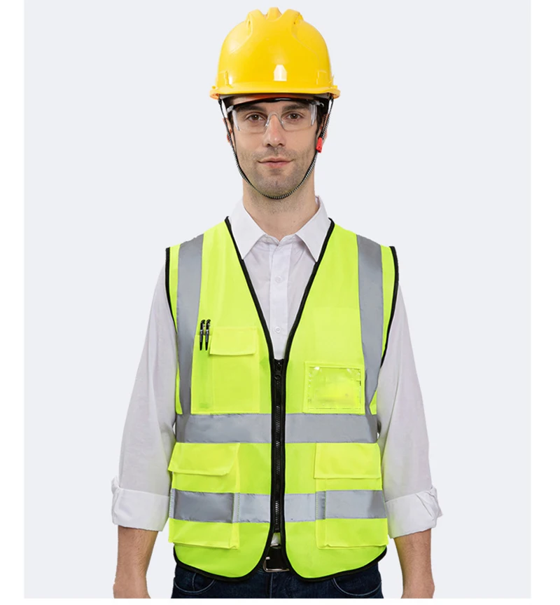 Motorcycle Bicycle Safe Clothing High Visibility Reflective Vest Safety Cloth Warning Waistcoat Fluorescent Workwear With Pocket