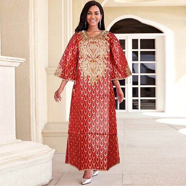 MD 2023 Bazin Riche Dashiki Women Dress Traditional African