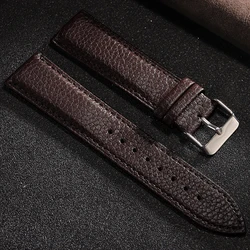 Lychee Grain Leather Quick Release Durable Calfskin Watch Band - 22mm (Brown)
