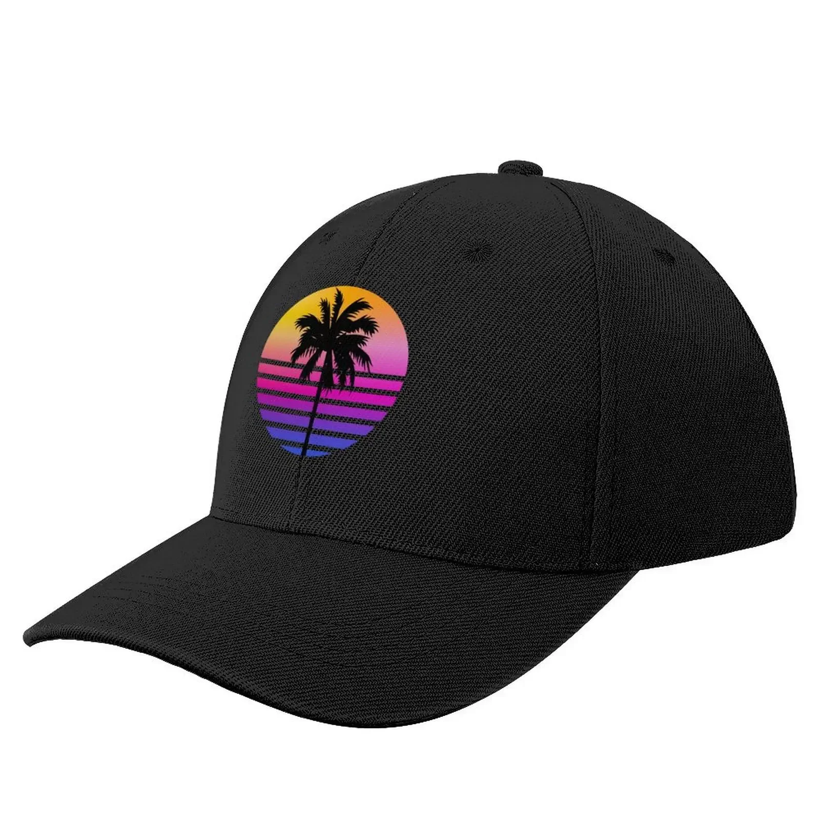 Retro 80s Sunset Palm Tree Aesthetic Baseball Cap hard hat Sun Hat For Children fishing hat Men Hats Women's