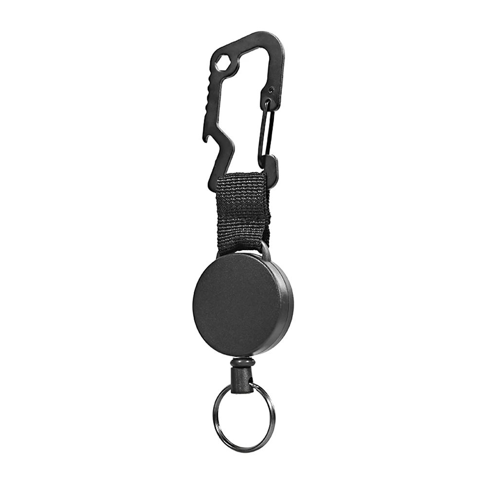 1pcsOutdoorClimbingBuckleTelescopicWireRopeKeychainAntitheft