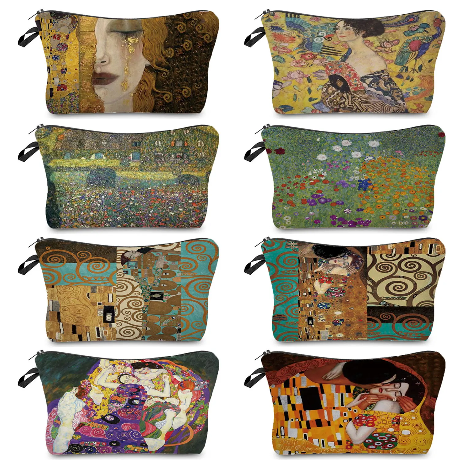 

Ladies Travel Toiletry Bag Women's Cosmetic Bag Fashion Customizable Gustav Klimt Oil Painting Tears Print Makeup Bags Casual