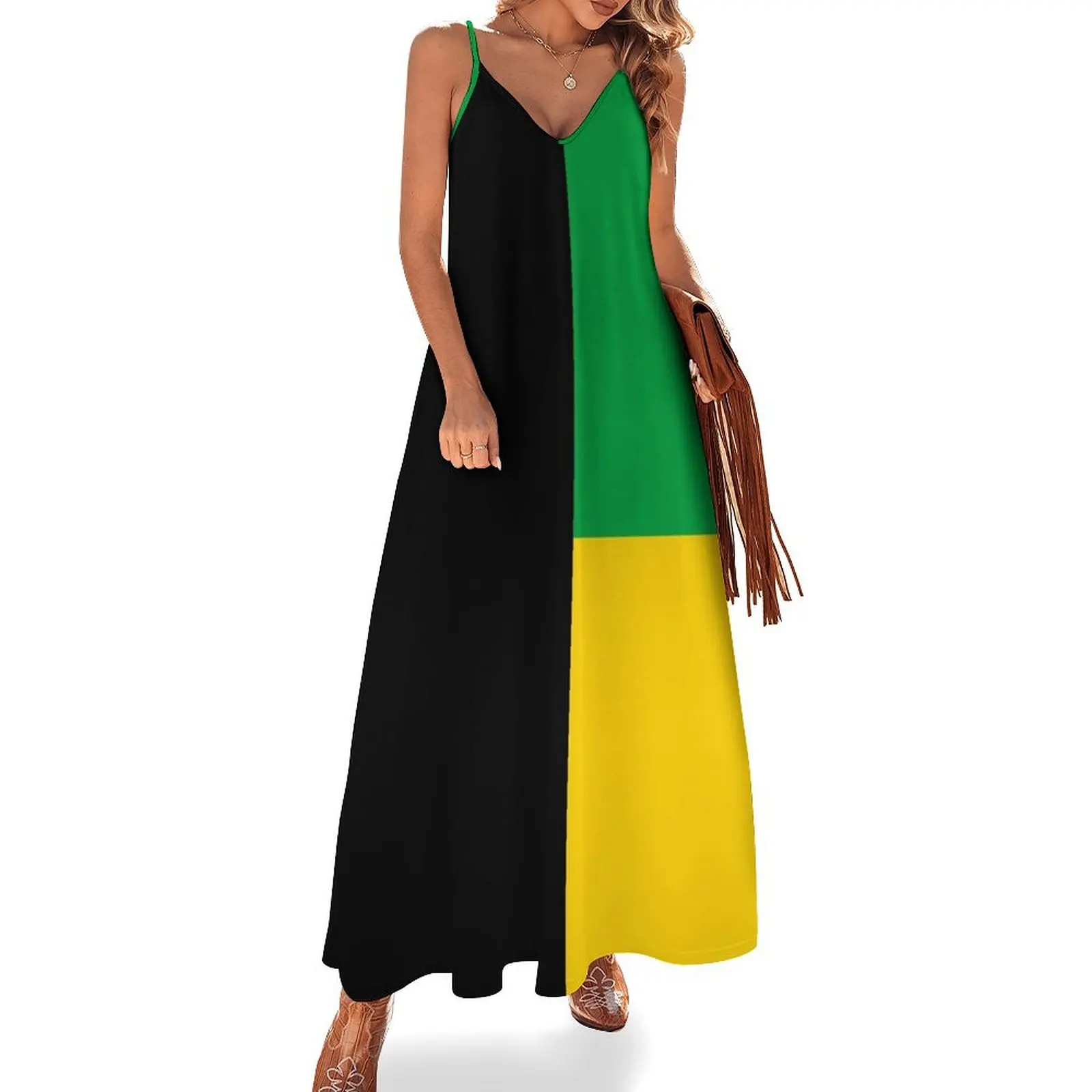 

Jamaican Flag Solid Colours Sleeveless Dress party dresses woman luxury women's party dress evening prom Dresses