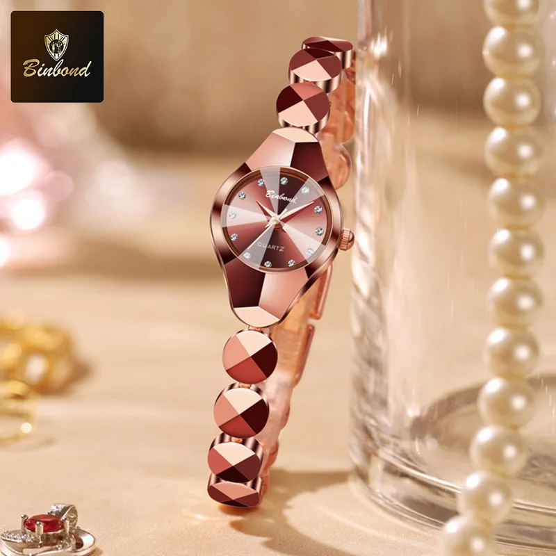BINBOND New Fashion Quartz Women's Watches Luxury Stainless Steel Strap Waterproof Elegant Lady Bracelet Watch Relogio Feminino 2
