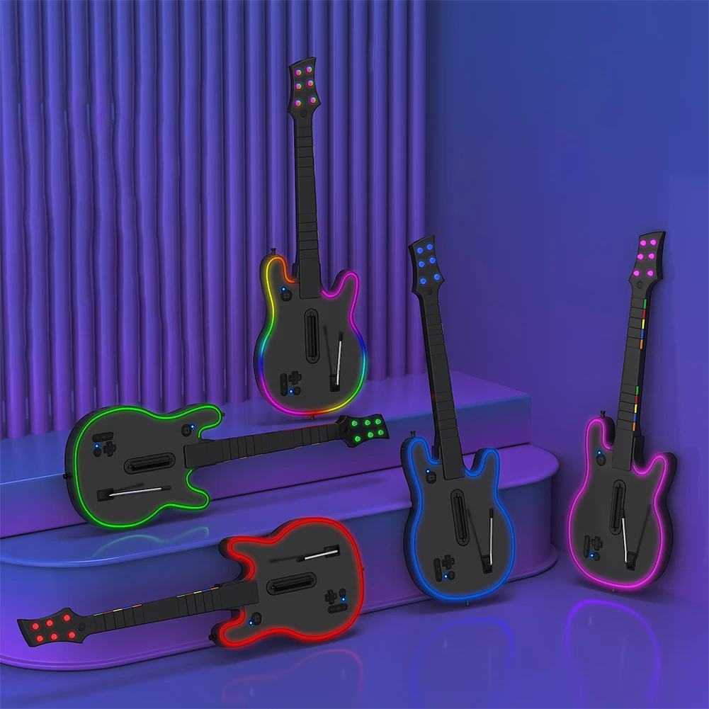 Controller per chitarra wireless Controller da gioco wireless 2.4G con cinturino e dongle wireless per PS4 PS3 PC Guitar Hero Clone Hero