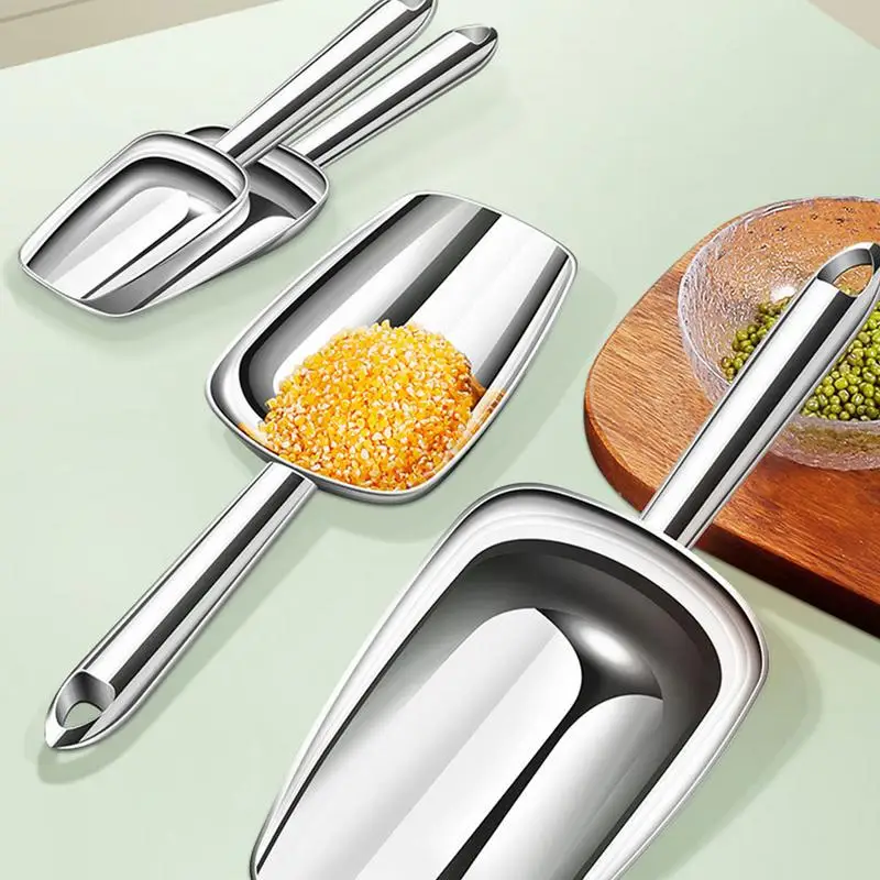 Ice Bucket Scoop Food Candy Scoop Stainless Steel Dishwasher Safe Ice With Storage Loop For Maker Bucket Kitchen